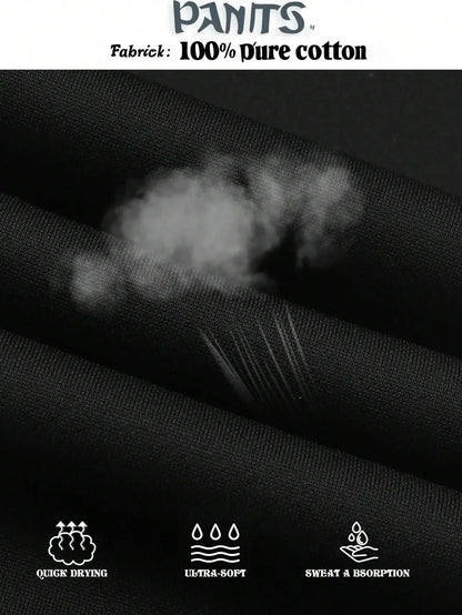 Goku Print New Streetwear 2025 Mens High Waist Cotton Pants Wide Leg Trousers Loose Fit Casual Breathable Sweatpants