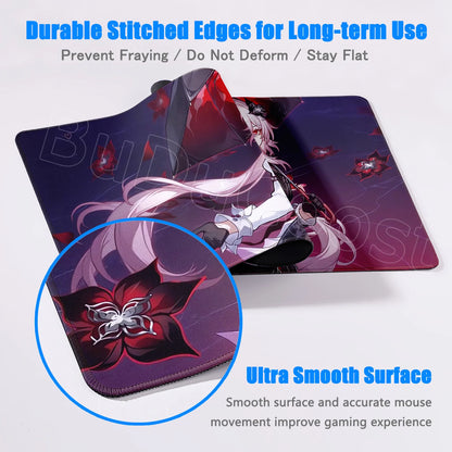 Kawaii Girl Evernight March 7th Mouse Pad Honkai Star Rail Gaming Anime Mousepad Non-slip Desk Mat Large Protector Keyboard Pads