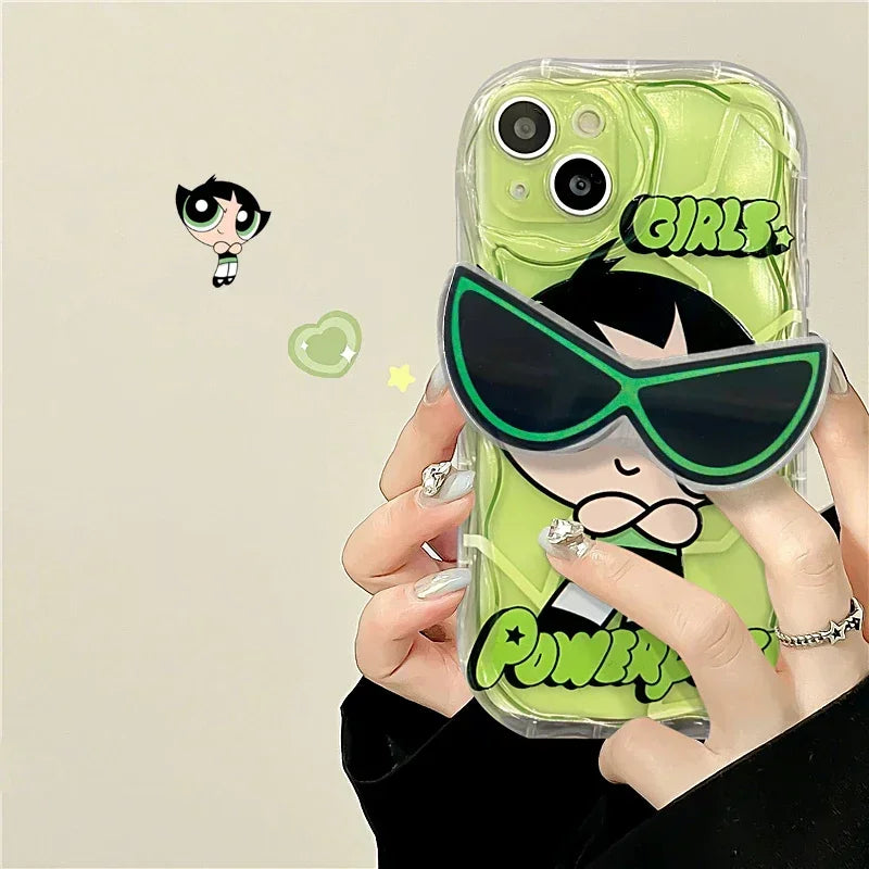 Cartoon Glasses Holder Wave Case for iPhone 16 15 14 11 Pro Max 13 12 Mini XR XS X 8 7 Plus Soft Silicone Back Cover