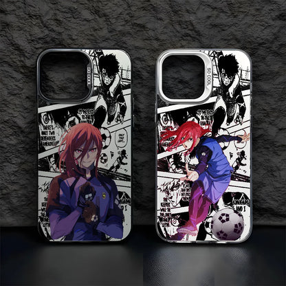 B-BLUE LOCKS H-Hyoma Chigiri Phone Case For IPhone 16 15 14 13 12 11 Pro Max Black Matte Multicolor Laser Metallic Aurora Funda