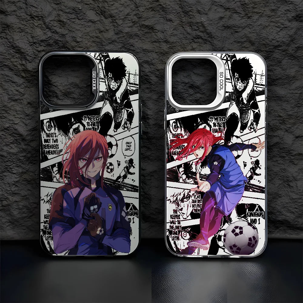 B-BLUE LOCKS H-Hyoma Chigiri Phone Case For IPhone 16 15 14 13 12 11 Pro Max Black Matte Multicolor Laser Metallic Aurora Funda