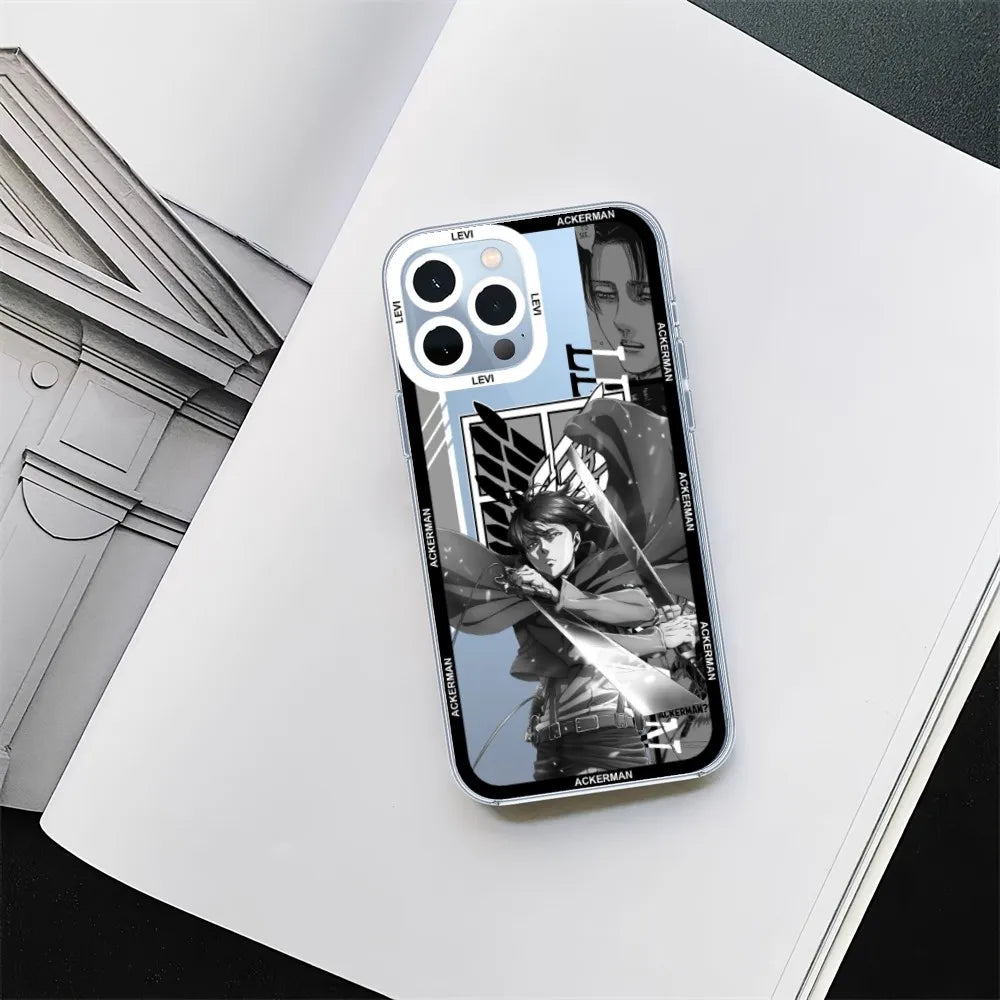 Levi Attack On Titan Anime Phone Case For iPhone 11 12 Mini 13 14 Pro Max Transparent Shell