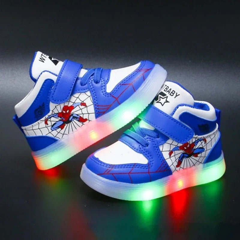 Children's Led Light Shoes Boys Sneakers Girls Cartoon Casual Shoes Breathable Kids Sport Shoes