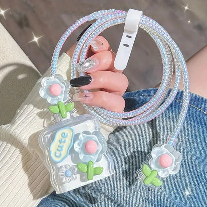 For iPhone Cute Charger Cable Protector Cover For iPhone 16 15 14 13 Pro Max 18W 20W Charger Head Case Cable Cord Winder Protect - ST Superstore