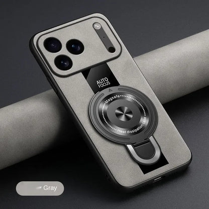 Matte Fiber for Magsafe Case for IPhone 17 16 15 14 Pro Max Plus Air Magnetic Ring Stand Shockproof Cover for Iphone17pro Coque