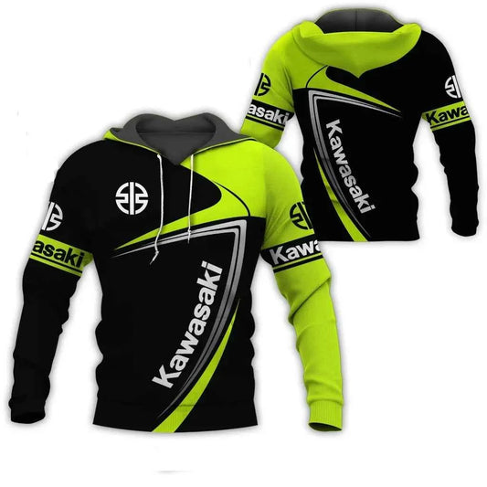 2026 New spring and autumn 3D print Kawasaki Ninja Motorcycle Riding Off-Road Pullover Extreme Sports Adventure Unisex Hoodie