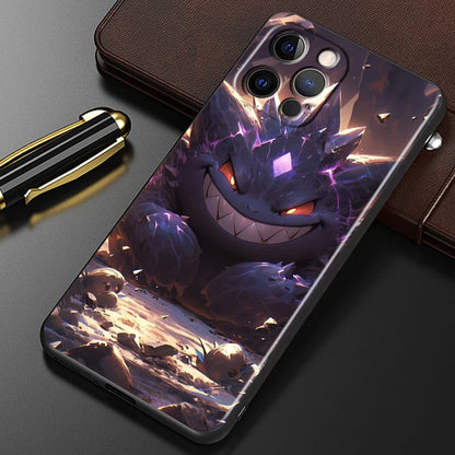 Trend Cartoon Cute Pokemon For iPhone 15 14 13 12 11 XS XR X 8 7 SE Pro Max Plus Mini Black Back Phone Case