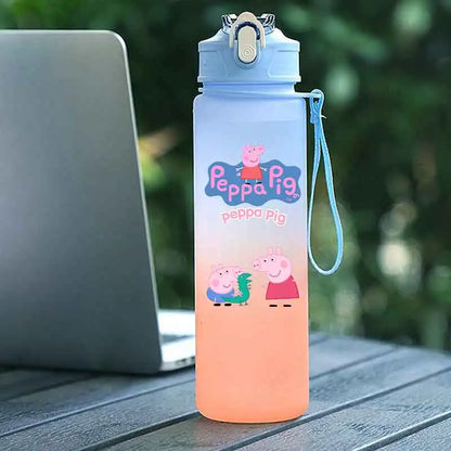 Peppa Pig 750ML Adult Sports Bullet Cap Direct Drinking Travel Plastic Bottle Children's Large Capacity Gradual Change Straw Cup