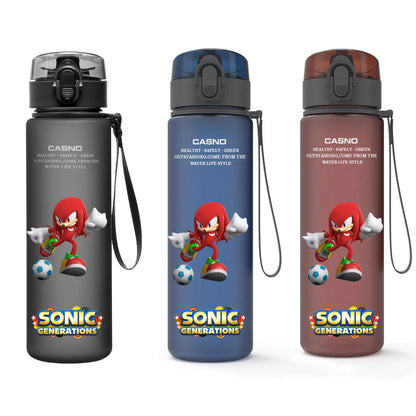 560ML Sonic Hedgehog Sports Water Bottle Portable Gym Travel Clear Leakproof Drinking Bottle Frosted Water Cup Gift for Friends