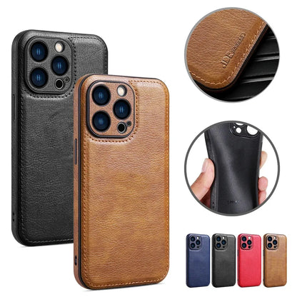 Soft Leather Case for iPhone 15 14 13 12 11 16 Pro Max XR XS Max 7 8 Plus Ultra Thin Lens Protection iphone16 16Pro Cover Coque - ST Superstore