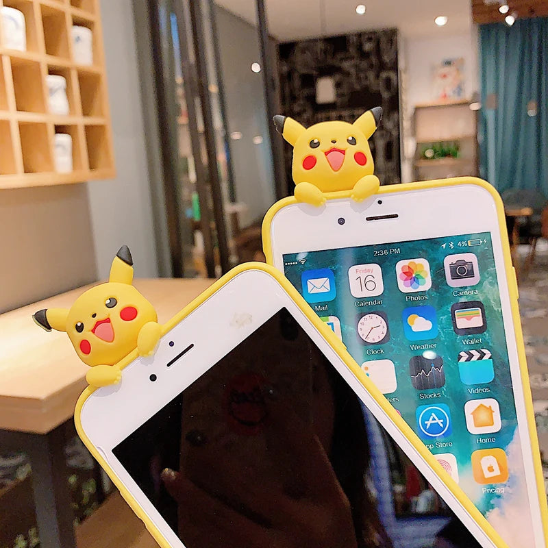 iPhone 6 6s 7 8 X Xs Max XR 11 12 13 14 15 16 Pro Max SE Pokemon Pikachu Phone Case With Holder Rope