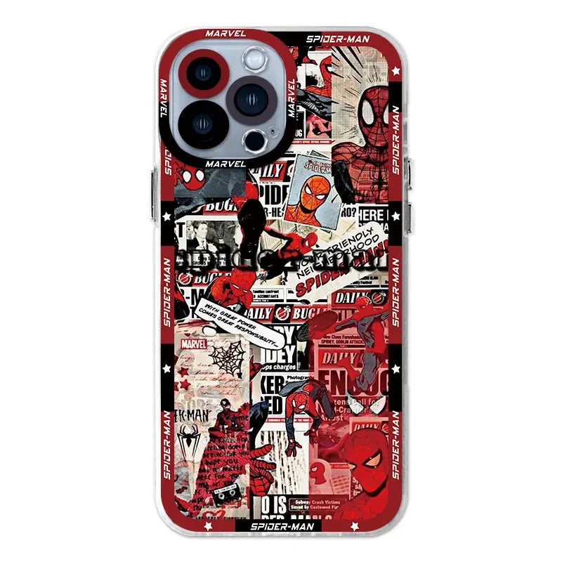 Marvel Spider Man Clear Case For iPhone 16 Pro Max 15 14 Plus 13 12 11 Pro XR XS X 8 7 SE 2020 Soft Silicone Protective Funda