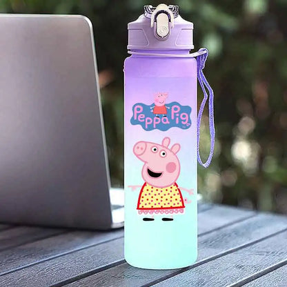 Peppa Pig 750ML Adult Sports Bullet Cap Direct Drinking Travel Plastic Bottle Children's Large Capacity Gradual Change Straw Cup