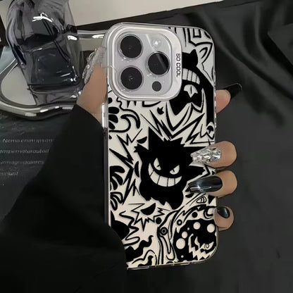 Black Cool Pokemon Gengar Phone Case For iPhone 15 14 13 12 16 Pro Max XR XSMAX 7 8 Plus 13 Mini Shockproof Silicone Hard Cover