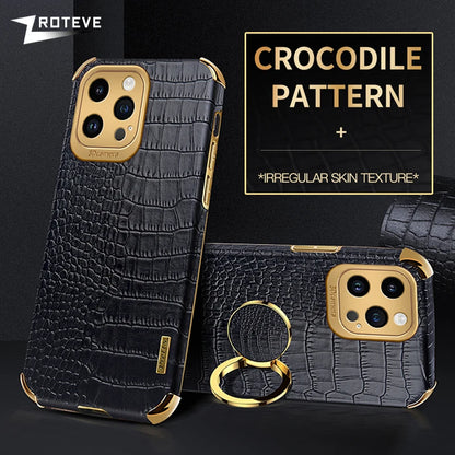For iPhone 16 e 16e 15 14 13 12 11 Pro Max Zroteve Crocodile Leather Plating Silicone Cover For iPhone16 Plus iPhone13 Mini Case