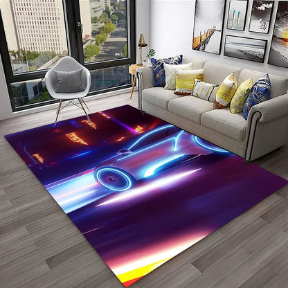 Sports Car Racing Car Carpet Rug for Home Living Room Bedroom Playroom Sofa Doormat Decor,Kids Game Area Rug Non-slip Floor Mat