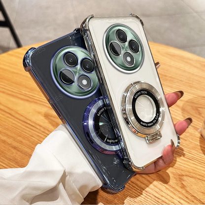 Circular Bracket Four Corner Anti-Shock Plating Case For Oppo Reno 12 Fs 11 F 10 Pro 8t 4g 5g 7 6 Lite 5 K Cover Reno12 12f 11f