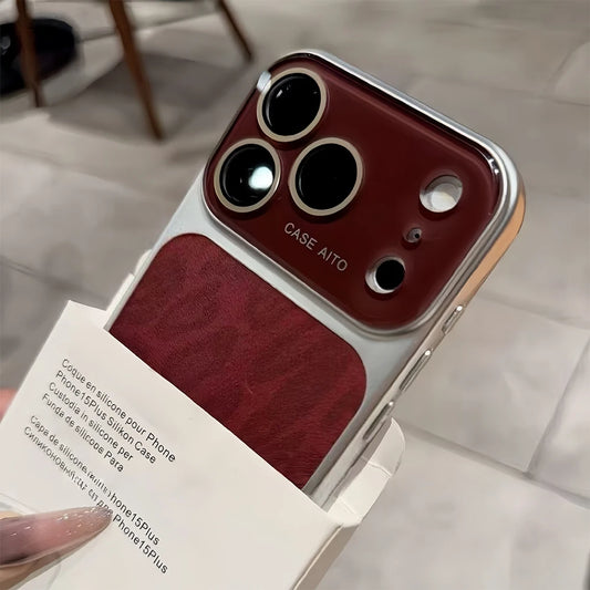 Phone case with 'CASE AITO' branding held by a hand on a tiled floor.