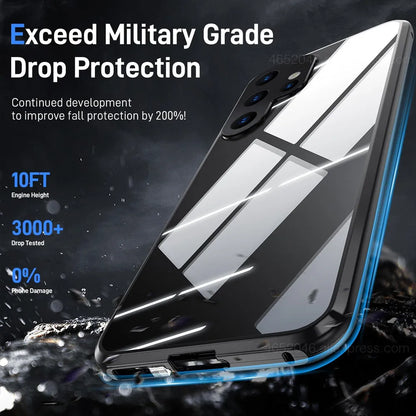 Double-sided Glass Magnetic Phone Case For Samsung Galaxy S25 Ultra S24 FE S23 Plus S22 Ultra S21 S20 A16 360 Full Protect Case