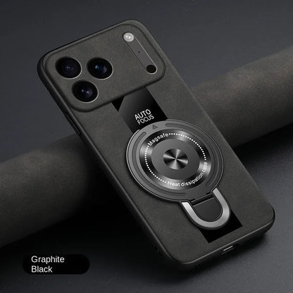 Matte Fiber for Magsafe Case for IPhone 17 16 15 14 Pro Max Plus Air Magnetic Ring Stand Shockproof Cover for Iphone17pro Coque