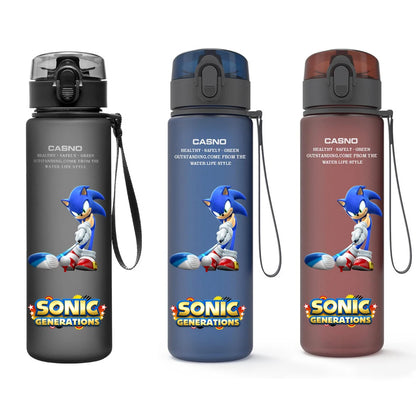 560ML Sonic Hedgehog Sports Water Bottle Portable Gym Travel Clear Leakproof Drinking Bottle Frosted Water Cup Gift for Friends
