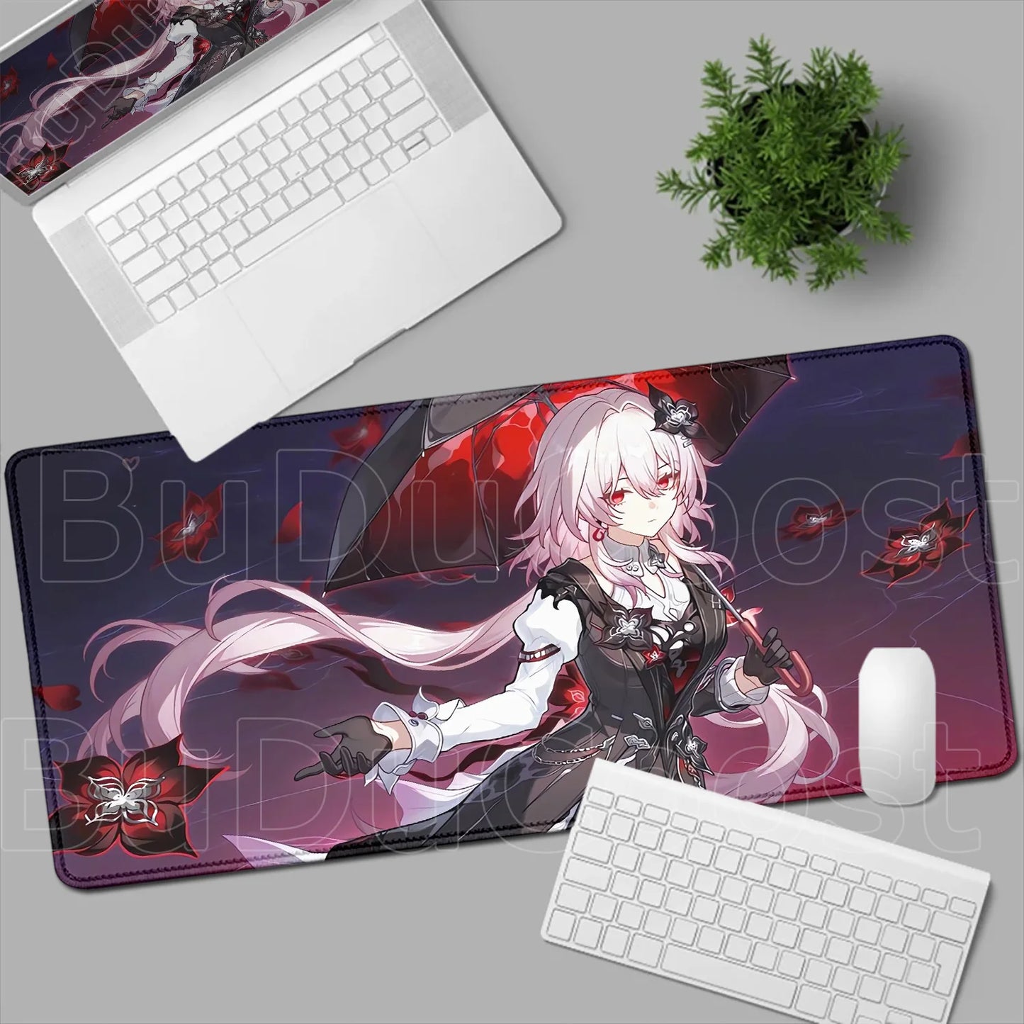 Kawaii Girl Evernight March 7th Mouse Pad Honkai Star Rail Gaming Anime Mousepad Non-slip Desk Mat Large Protector Keyboard Pads