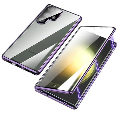 Double-sided Glass Magnetic Phone Case For Samsung Galaxy S25 Ultra S24 FE S23 Plus S22 Ultra S21 S20 A16 360 Full Protect Case