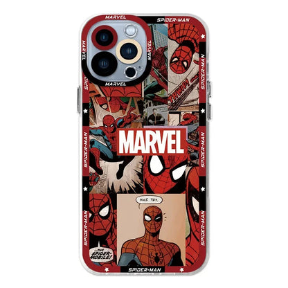 Marvel Spider Man Clear Case For iPhone 16 Pro Max 15 14 Plus 13 12 11 Pro XR XS X 8 7 SE 2020 Soft Silicone Protective Funda
