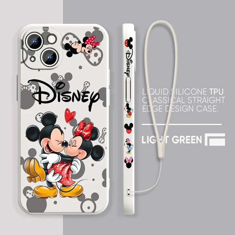 Cartoon Phone Case For Apple iPhone 15 14 13 12 11 Pro Max Plus 8 7 SE Liquid Left Rope Soft Cover