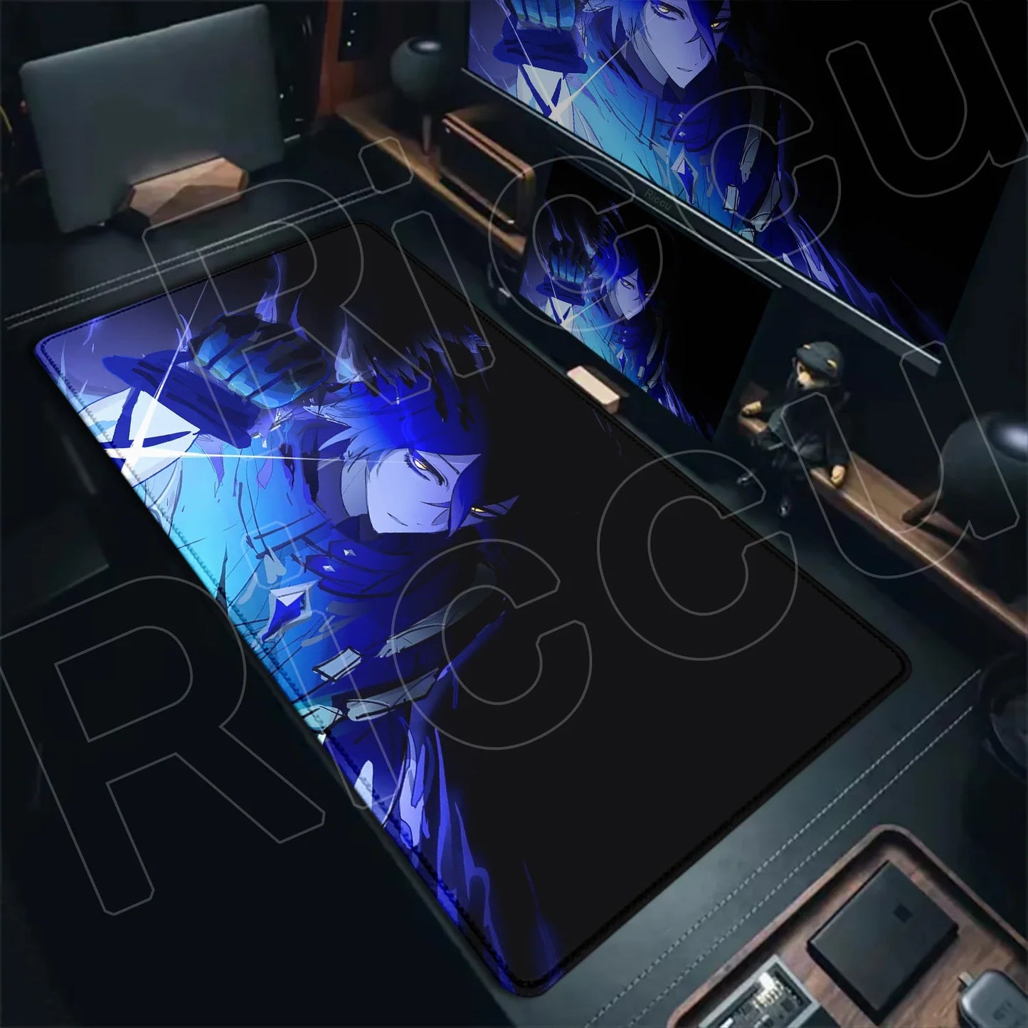 New Cool Wallpaper Genshin Impact Flins Mousepads Computer Gaming Lock Edge Laptop PC Desk Mat Natural Rubber Keyboard Mouse Pad