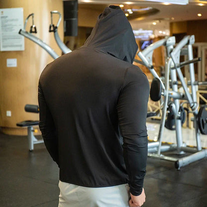 Men's Jacket Zip Hoodie Long Sleeve T-shirts Gym Sports Clothing Running Male Coat Jackets For Men Hooded Sweatshirts