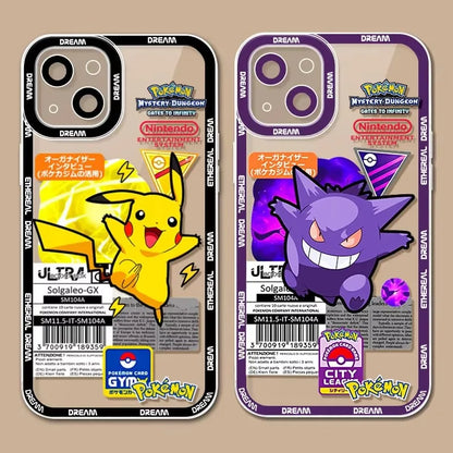 Luxury P-Pokemon Case For iPhone 16 Pro Max 15 14 Plus 13 12 11 Pro XR XS X 8 7 SE 2020 Soft Silicone Protective Clear Cover