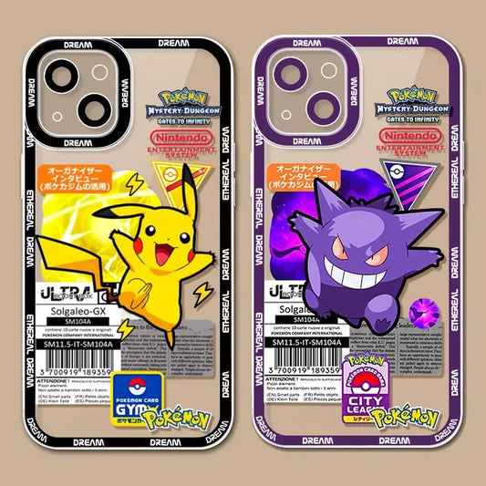 Luxury P-Pokemon Case For iPhone 16 Pro Max 15 14 Plus 13 12 11 Pro XR XS X 8 7 SE 2020 Soft Silicone Protective Clear Cover