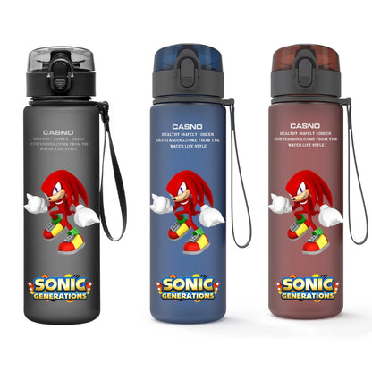 560ML Sonic Hedgehog Sports Water Bottle Portable Gym Travel Clear Leakproof Drinking Bottle Frosted Water Cup Gift for Friends