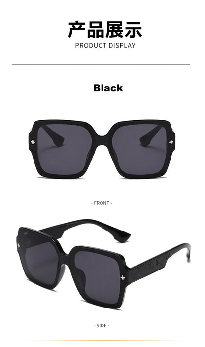 Fashion Square Frame Sunglasses for Women Luxury UV Protection Large Frame All-Match DS-8052-1