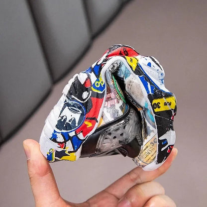 Size 26-36 Children Sports Sneakers for Girls Kid Cartoon Graffiti Pattern Casual Shoes Boys Basketball Shoe chaussures de sport - ST Superstore