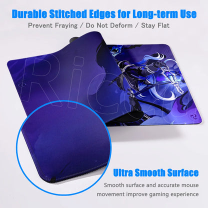 New Cool Wallpaper Genshin Impact Flins Mousepads Computer Gaming Lock Edge Laptop PC Desk Mat Natural Rubber Keyboard Mouse Pad