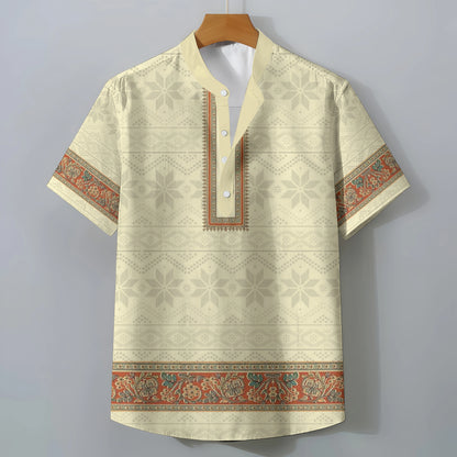 Retro Ethnic Style Short Sleeve Shirt Men's Clothing Casual Fashionable Clothing Comfortable Loose Oversized Summer Tops