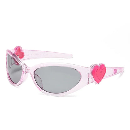 Retro Y2K Style Oval Sunglasses Women Fashion Heart Frame Sports Goggles Popular Cat Eye Party Sun Glasses Ladies Gafas De Sol - ST Superstore