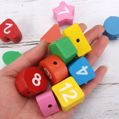 Montessori Children Clock Puzzle Cartoon Animals Tangram Cognitive Numbers Clock Early Learning Threading Assembly Toys