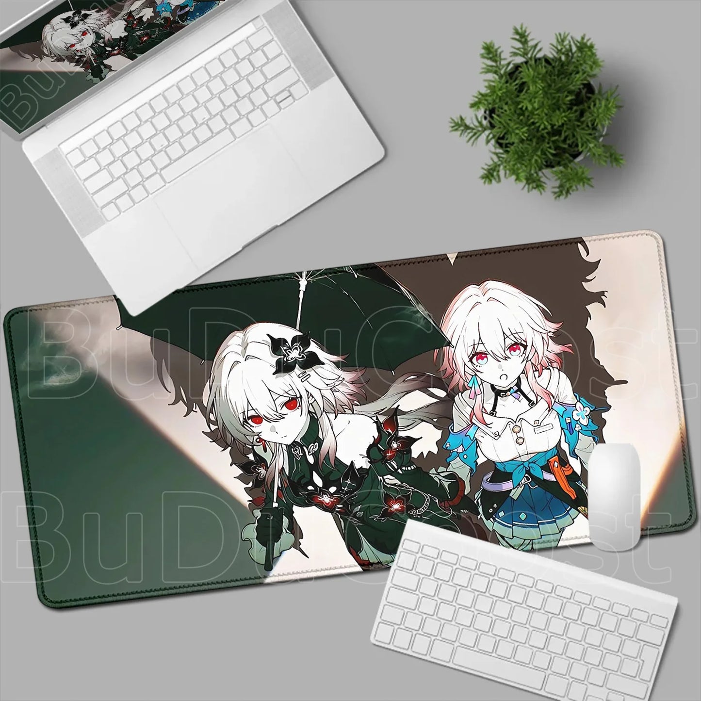 Kawaii Girl Evernight March 7th Mouse Pad Honkai Star Rail Gaming Anime Mousepad Non-slip Desk Mat Large Protector Keyboard Pads
