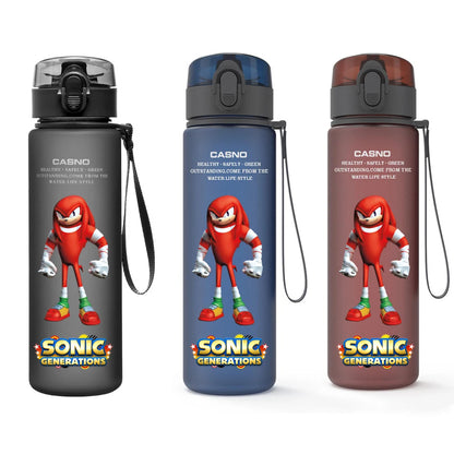 560ML Sonic Hedgehog Sports Water Bottle Portable Gym Travel Clear Leakproof Drinking Bottle Frosted Water Cup Gift for Friends