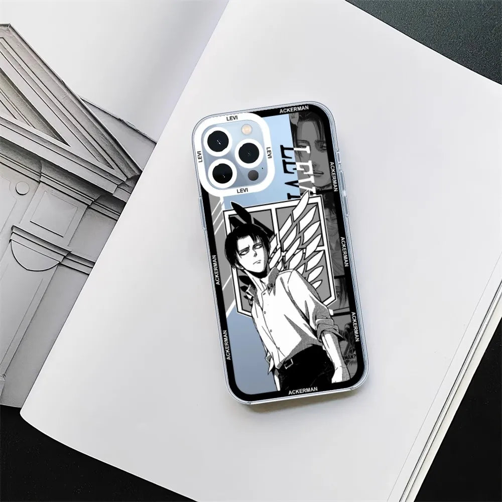 Levi Attack On Titan Anime Phone Case For iPhone 11 12 Mini 13 14 Pro Max Transparent Shell