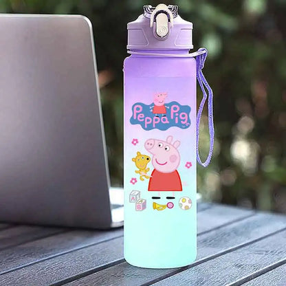 Peppa Pig 750ML Adult Sports Bullet Cap Direct Drinking Travel Plastic Bottle Children's Large Capacity Gradual Change Straw Cup