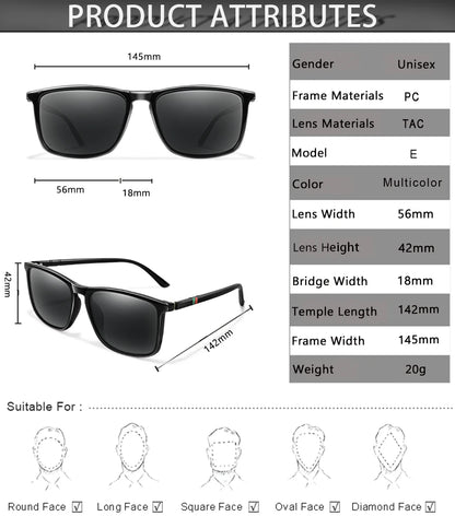 Luxury Square Vintage Polarized Cycling Sunglasses Men Women Fashion Travel Driving Fishing Sun Glasses Male Eyewear UV400