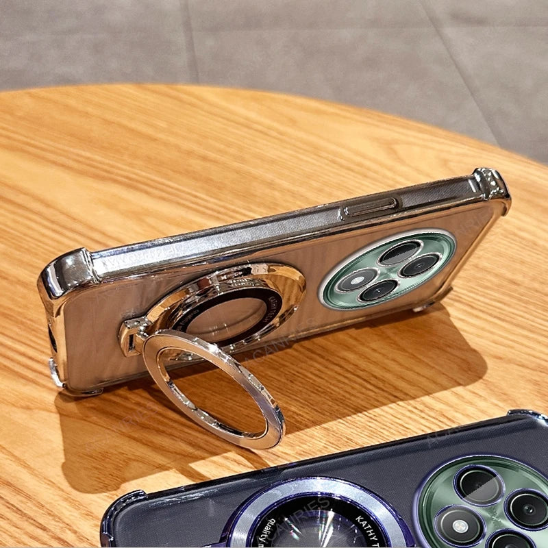 Circular Bracket Four Corner Anti-Shock Plating Case For Oppo Reno 12 Fs 11 F 10 Pro 8t 4g 5g 7 6 Lite 5 K Cover Reno12 12f 11f