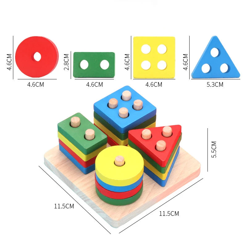Kids Wooden Toys Intelligence Develop Montessori Toys Stacking Kids 3D Wooden Puzzle Educational Toys For Children New Year Gift