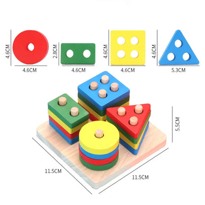 Kids Wooden Toys Intelligence Develop Montessori Toys Stacking Kids 3D Wooden Puzzle Educational Toys For Children New Year Gift