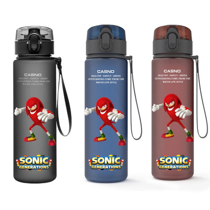 560ML Sonic Hedgehog Sports Water Bottle Portable Gym Travel Clear Leakproof Drinking Bottle Frosted Water Cup Gift for Friends