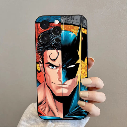 Super-mans B-Batmans Logo For iPhone 15 14 13 12 11 XS XR X 8 7 SE Pro Max Plus Mini Black Soft Phone Case